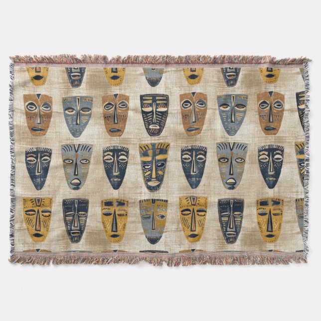 Cobertor Máscara Tribal Padrão Boho (Frente)
