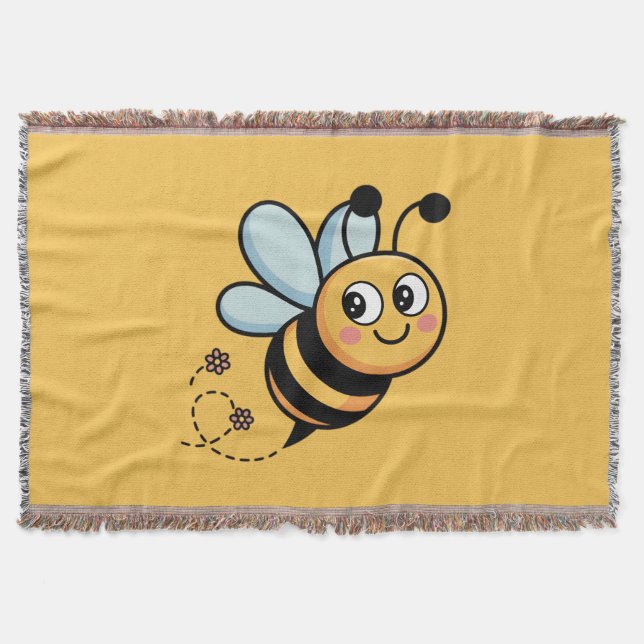 Cobertor Mascote de Abelha Amigável para Crianças com Trilh (Frente)