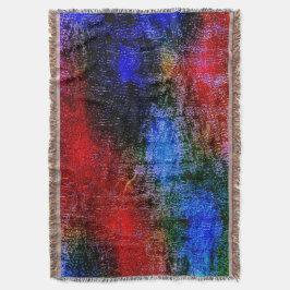 Cobertor Matérias azuis e vermelhas esfoladas com "tinta a