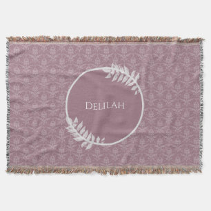 Cobertor Mauve Elegant Damask Personalizado Blanket