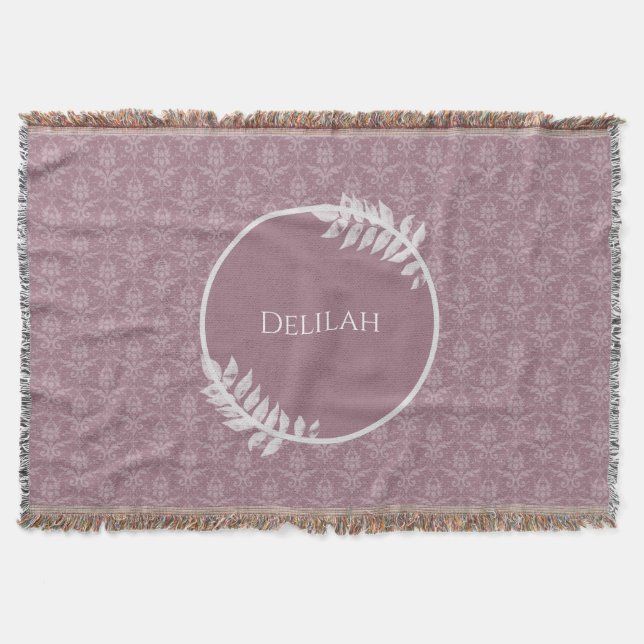 Cobertor Mauve Elegant Damask Personalizado Blanket (Frente)