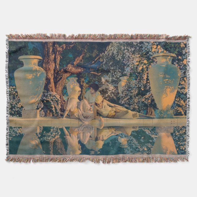 Cobertor Maxfield Parrish O Jardim de Alá 1918 Arte Fina (Frente)