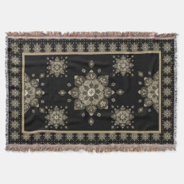 Cobertor Medalhões de Sepia em Aberto em Preto