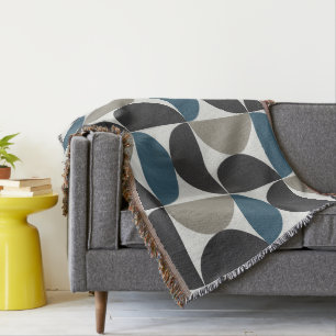 Cobertor Médio-Século Moderno Cinza Azul Gunmetal