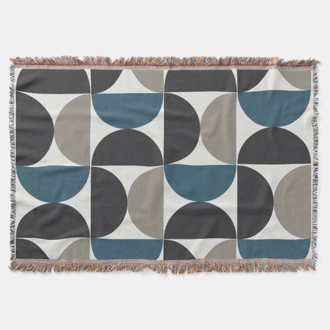 Cobertor Médio-Século Moderno Cinza Azul Gunmetal (Frente)