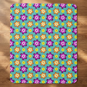 Cobertor Médio Sherpa de Flores Coloridas e Fofo R