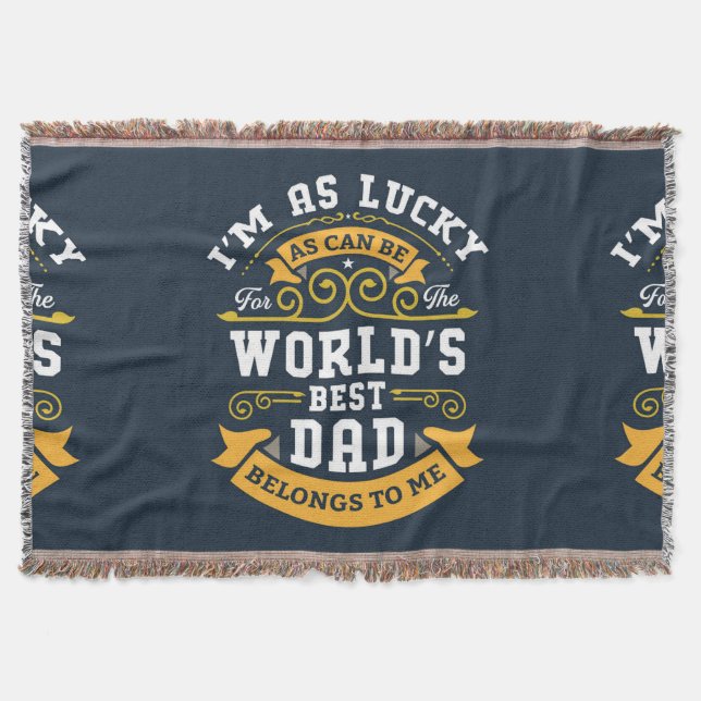 Cobertor Melhor Pai do Mundo Laranja Branco Azul (Frente)