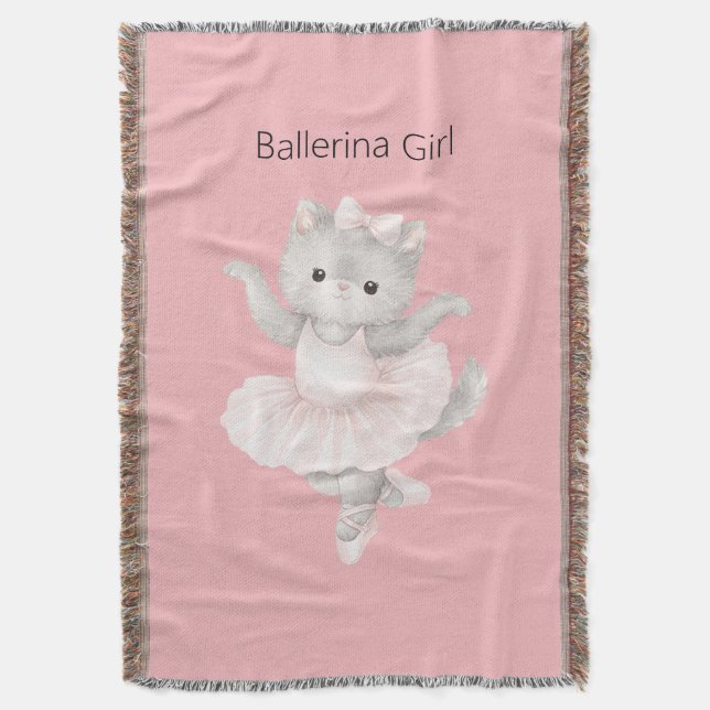 Cobertor Menina Bailarina Gatinho Cinza (Frente Vertical)