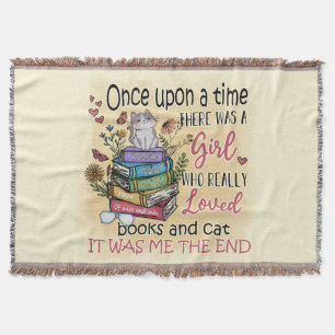 Cobertor Menina que ama Livros e Gatos