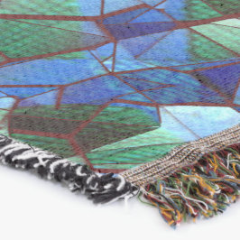 Cobertor Mensagem de mosaico irregular verde e azul sobrepo