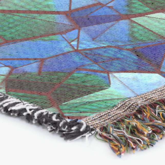 Cobertor Mensagem de mosaico irregular verde e azul sobrepo (Canto)