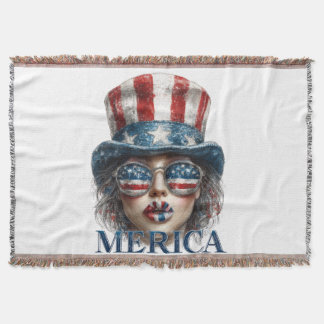Cobertor Merica Girl, 4 de julho Gelam Girl com estrelas