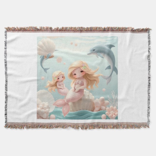 Cobertor Mermaid Girls Blanket - Sob o Mar (Frente)