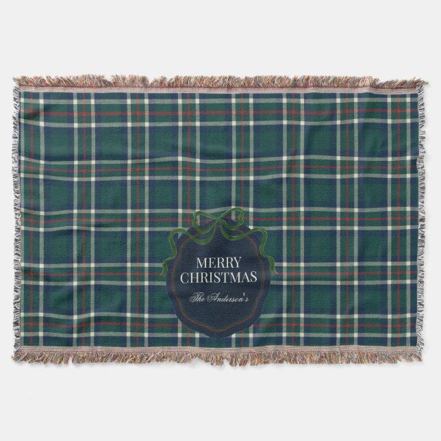Cobertor Merry Christmas Classic Preppy Tartan Plaid (Frente)