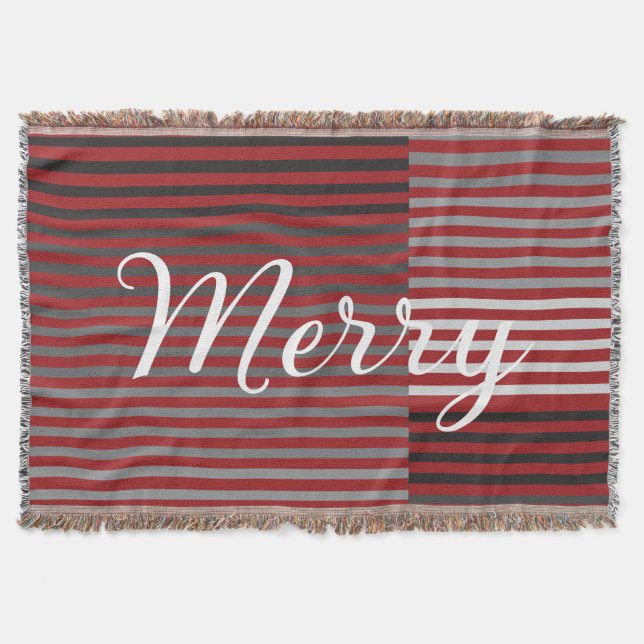 Cobertor Merry -Red, Gray, Black, White Stripes (Frente)