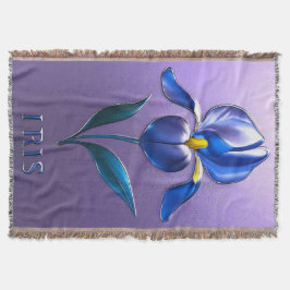 Cobertor Metallisch Glänzende Blaue Irisblüte mit Text