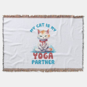 Cobertor Meu Gato É Meu Parceiro Yoga - Adorável Gato Medit