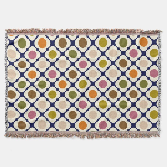 Cobertor  Mid Century Modern | Retro Pop Flower Mosaic (Frente)