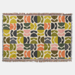 Cobertor Mid‑century modern- Retro Scandinavian Flowers