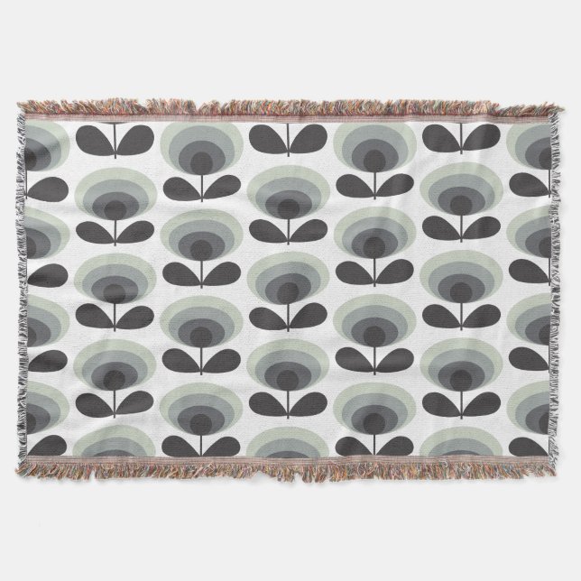 Cobertor Mid Century Scandinavian Modern Retro Flower Bloom (Frente)