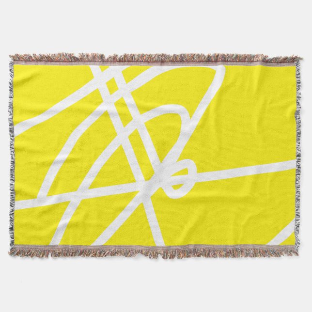 Cobertor Minimalismo de abstrato Art Branco Linhas Azuis (Frente)