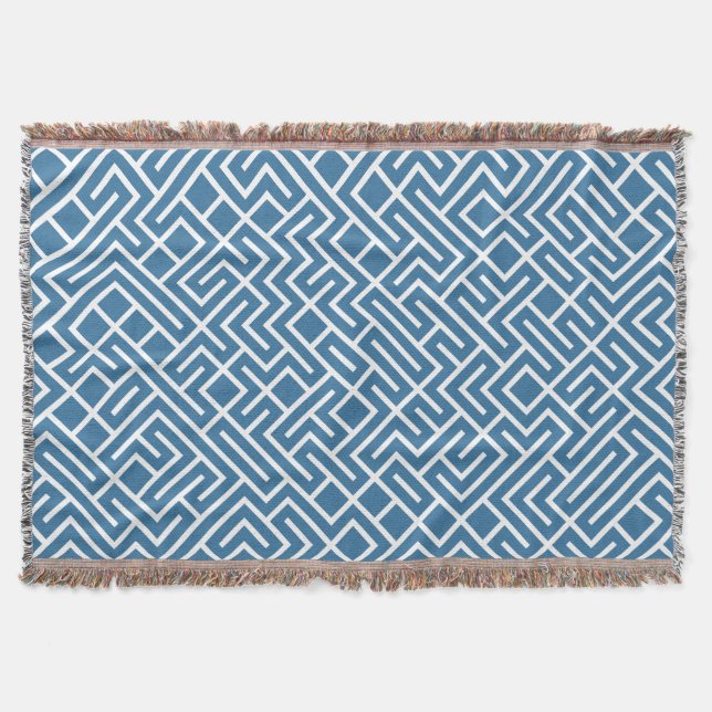 Cobertor Minimalist Maze Fill Blue Pattern (Frente)