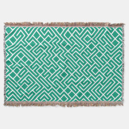 Cobertor Minimalist Maze Fill Emerald Pattern