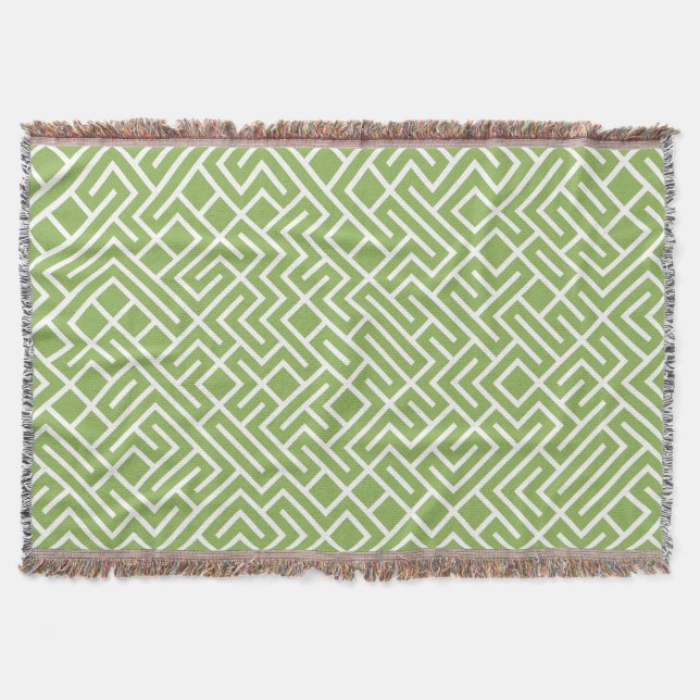 Cobertor Minimalist Maze Fill Green Pattern (Frente)