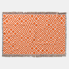 Cobertor Minimalist Maze Fill Orange Pattern