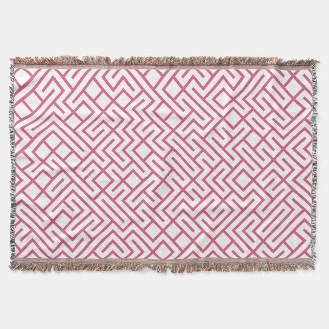 Cobertor Minimalist Maze Lines Pink Pattern (Frente)