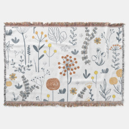 Cobertor Minimalista Floral Moderno em Contorno