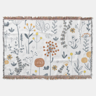 Cobertor Minimalista Floral Moderno em Contorno