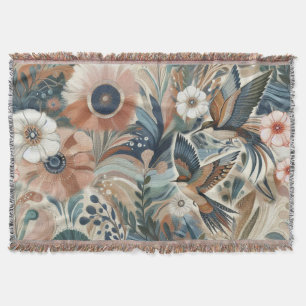 Cobertor Mistura boêmica de chalé, magenta, roxo em cremes