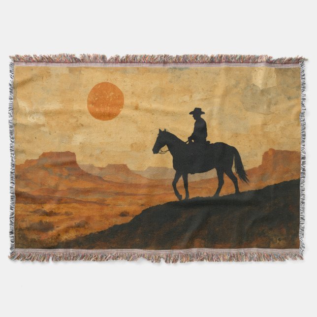 Cobertor Mixed Media Lone Rider Throw Blanket - Textured  (Frente)