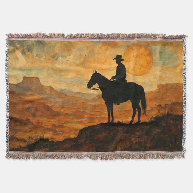 Cobertor Mixed Media Lone Rider Throw Blanket - Textured We (Frente)