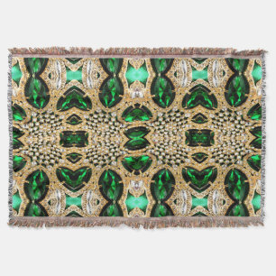 Cobertor moda cinzenta arte deco ouro esmeralda verde
