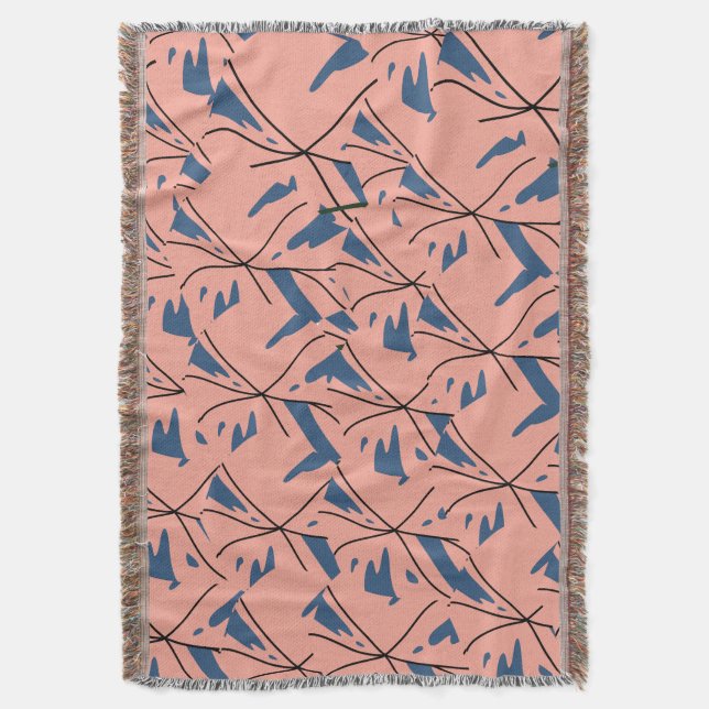 Cobertor Modern Abstract Blue & Pink Geometric Pattern Flee (Frente Vertical)