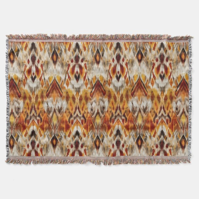 Cobertor Modern Boho Neutraliza Tribal Castanho Laranja Ika (Frente)