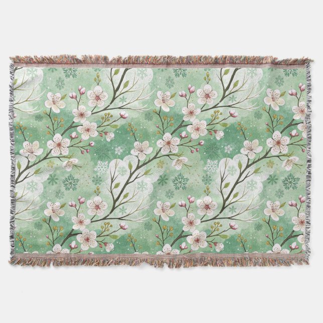 Cobertor Modern Cherry Blossoms Winter (Frente)