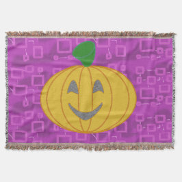 Cobertor Modern Pumpkin on Purple Geometric Throw Blanket