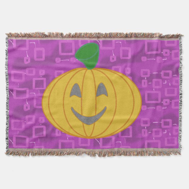 Cobertor Modern Pumpkin on Purple Geometric Throw Blanket (Frente)