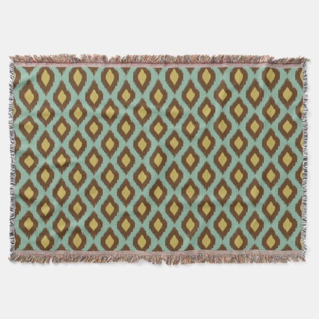 Cobertor Modern tribal ikat azul amarelo moderno (Frente)