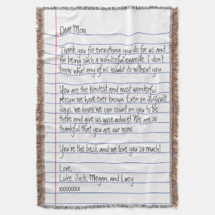 Cobertor Moderna Letra manuscrita em papel linkado para mam