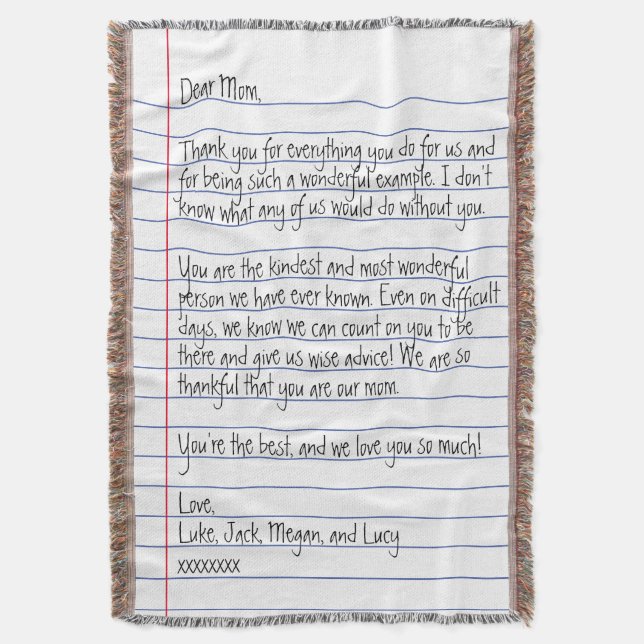 Cobertor Moderna Letra manuscrita em papel linkado para mam (Frente Vertical)