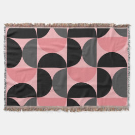 Cobertor Moderno de Meados do Século Rosa preto e cinza