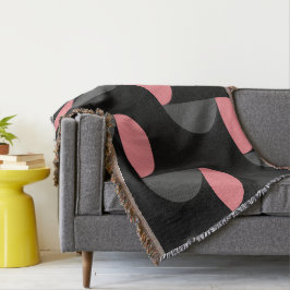 Cobertor Moderno de Meados do Século Rosa preto e cinza