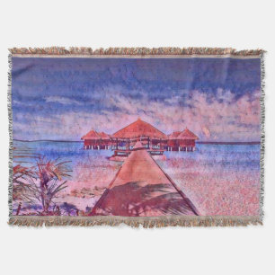 Cobertor Mola d'água - Pintura de um resort de praia ao lar