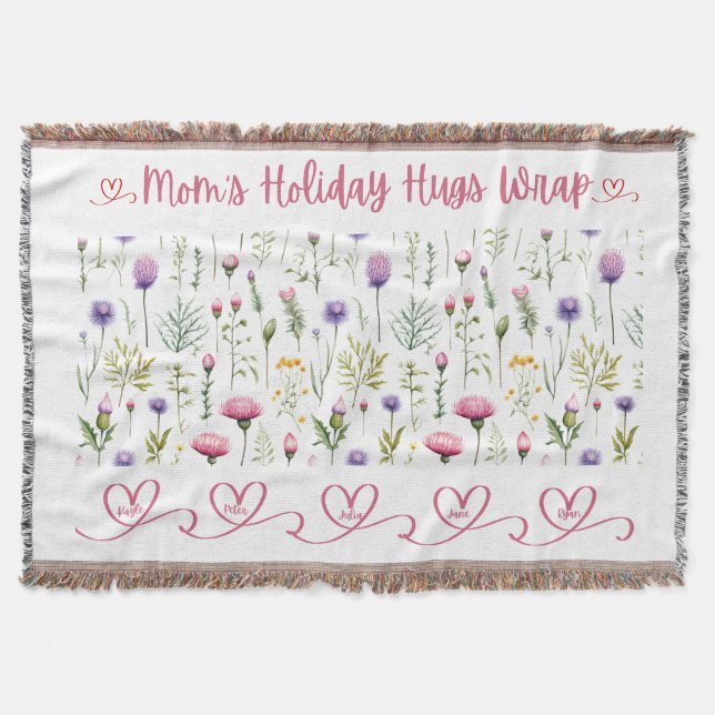 Cobertor Mom’s Holiday Hugs Wrap – Seamless Wildflower Edit (Frente)