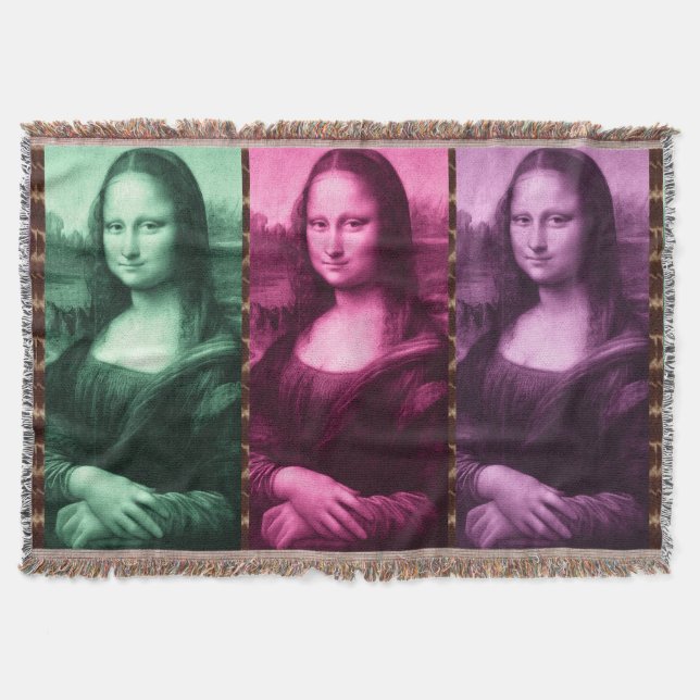 Cobertor Mona Lisa Animal Imprime Púrpura Rosa Verde (Frente)
