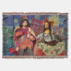 Cobertor Mona Lisa Romântica Divertida Arte Colorida